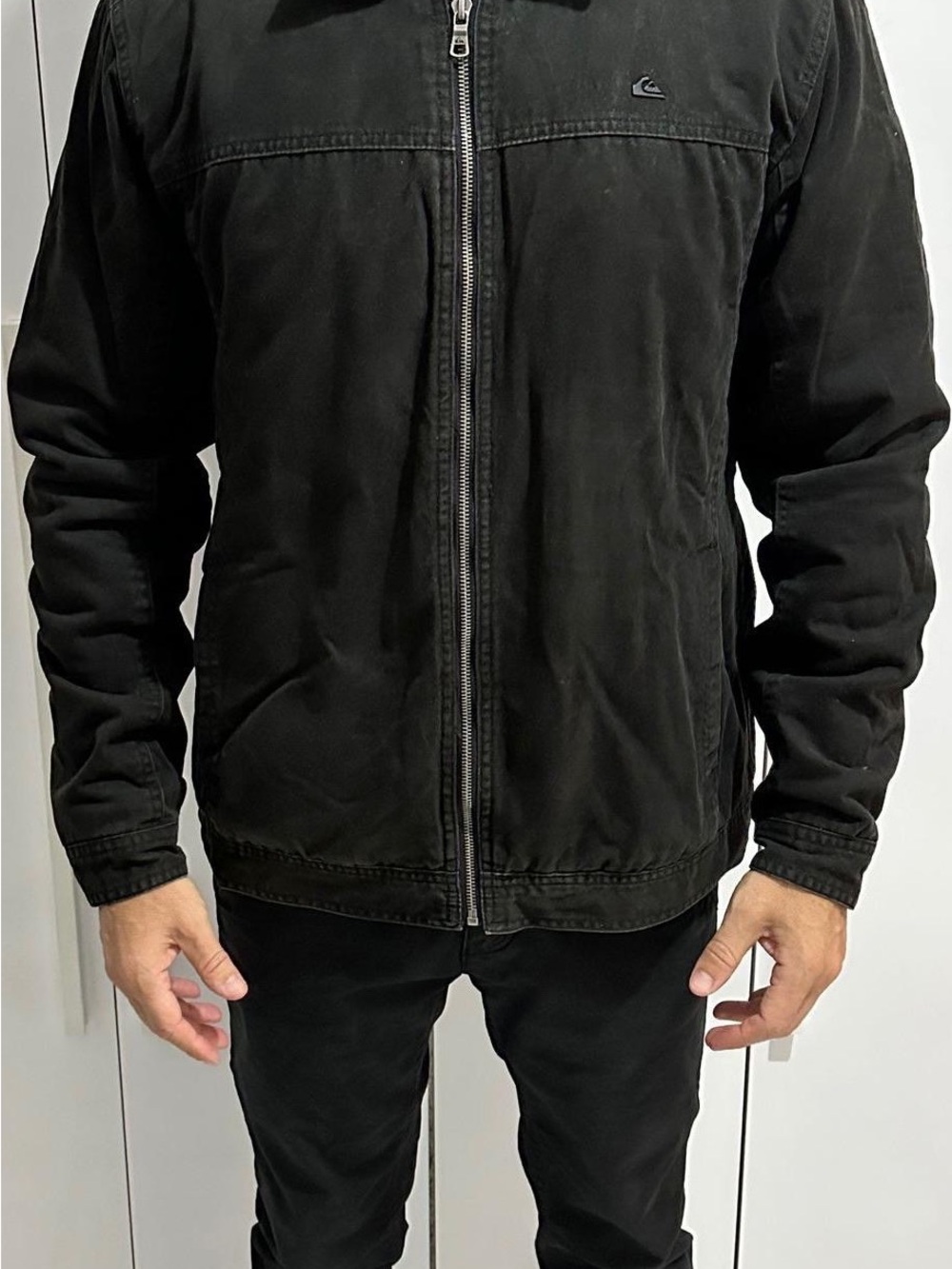 Quiksilver Men's Black Zip Shirt Jacket with Subtle Logo
